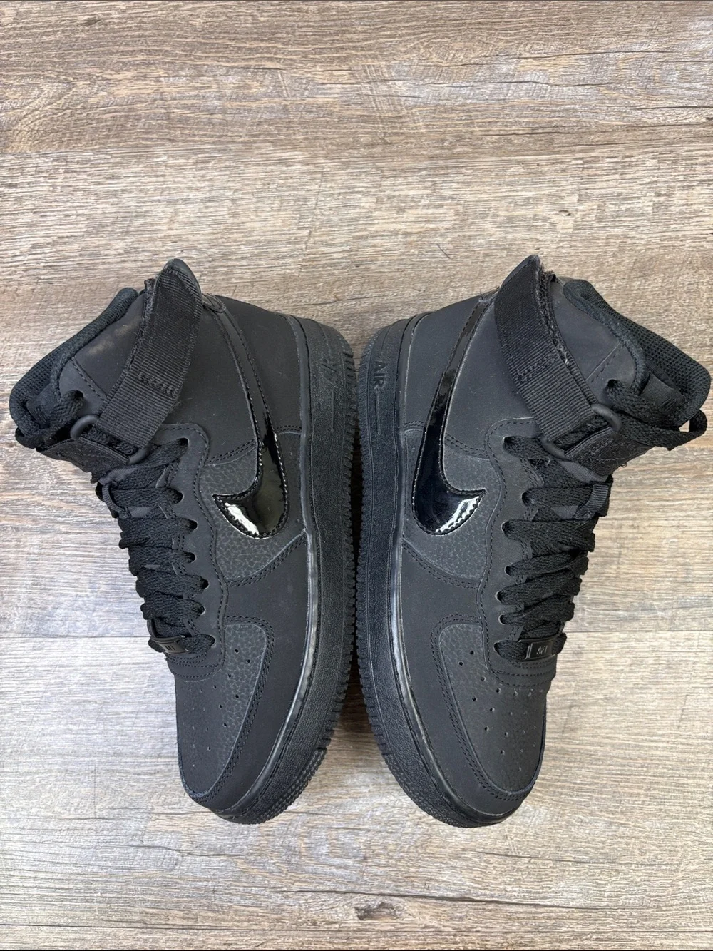 Nike Air Force 1 High GS Triple Black Sneakers 653998-001 Size 5Y